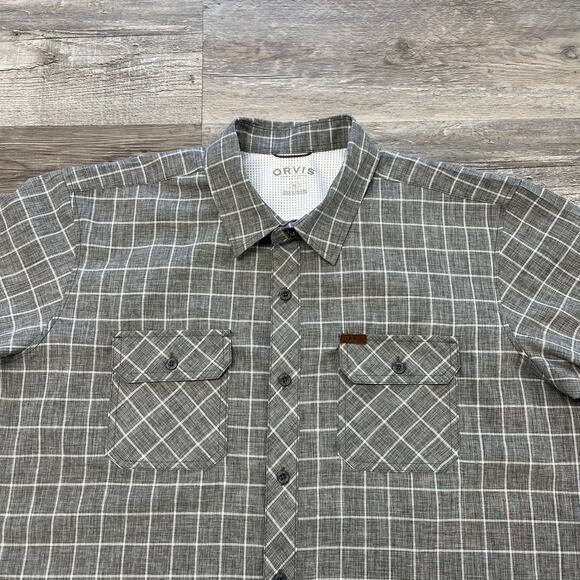 Orvis Other - Orvis Shirt Print Tech Gray White Windowpane Mens‎ XL Button Up Fishing Hiking